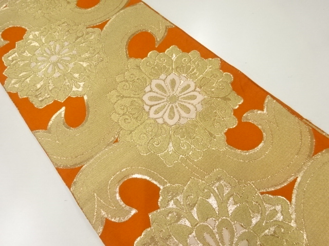 アンティーク　華紋模様織出し袋帯（材料）